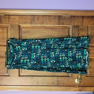 Long black, blue and green skirt